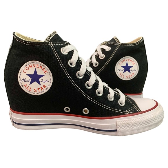 Converse Shoes - Converse CTAS Lux Mid Hidden Wedge Heel Classic Black White Womens Sneaker 7